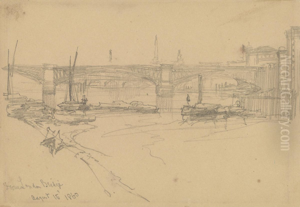 From London Bridge Oil Painting by David Roberts