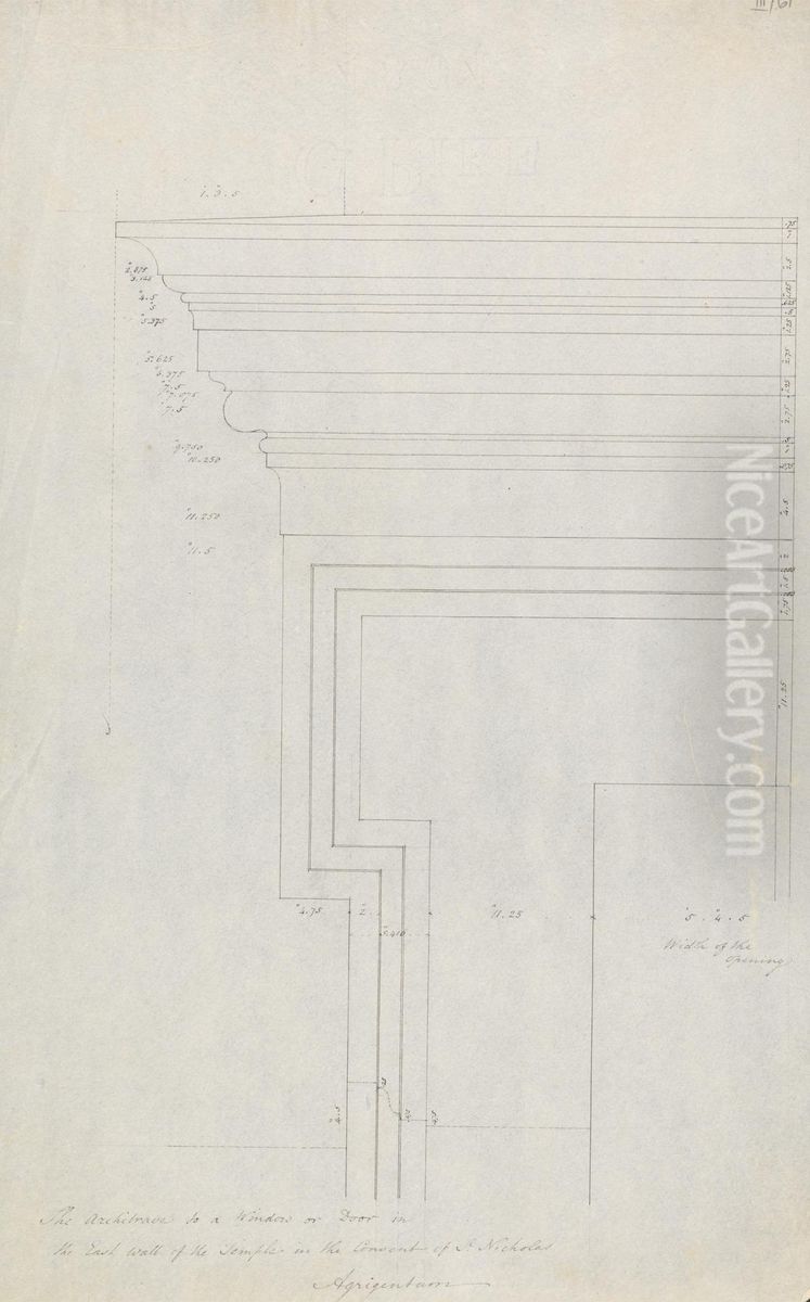 The Architrave to a Window or Door in the East Wall of the Temple in the Convent of St. Nicholas, Agrigentum Oil Painting by Robert Smirke