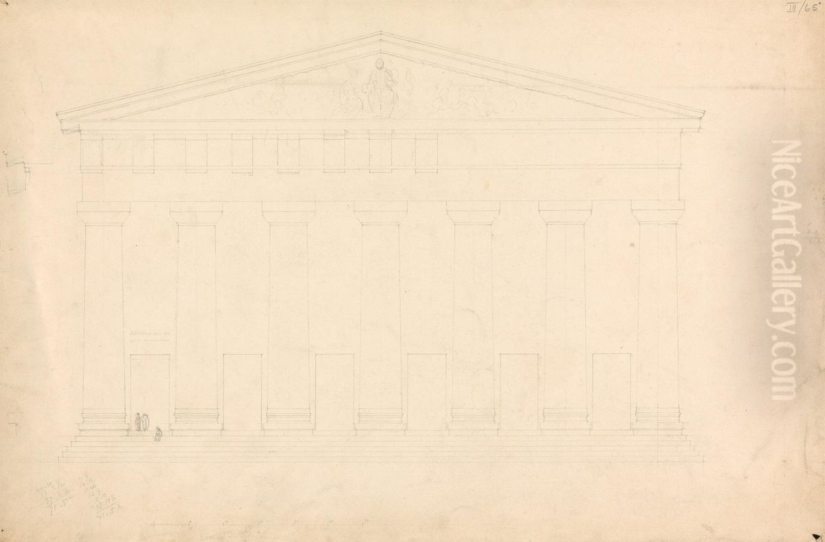 Doric Order Septastyle Temple Oil Painting by Robert Smirke