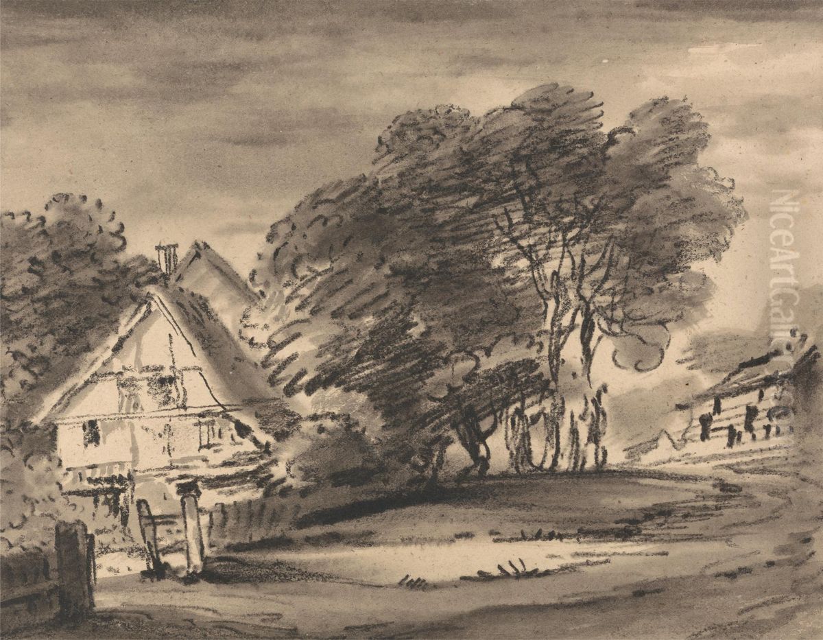 Cottage amongst Trees Oil Painting by Thomas Monro