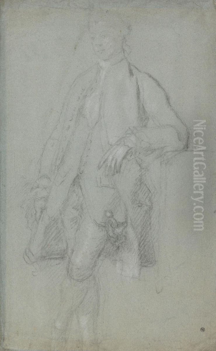 Man Standing, Leaning on Left Elbow, Full-Length Oil Painting by Allan Ramsay