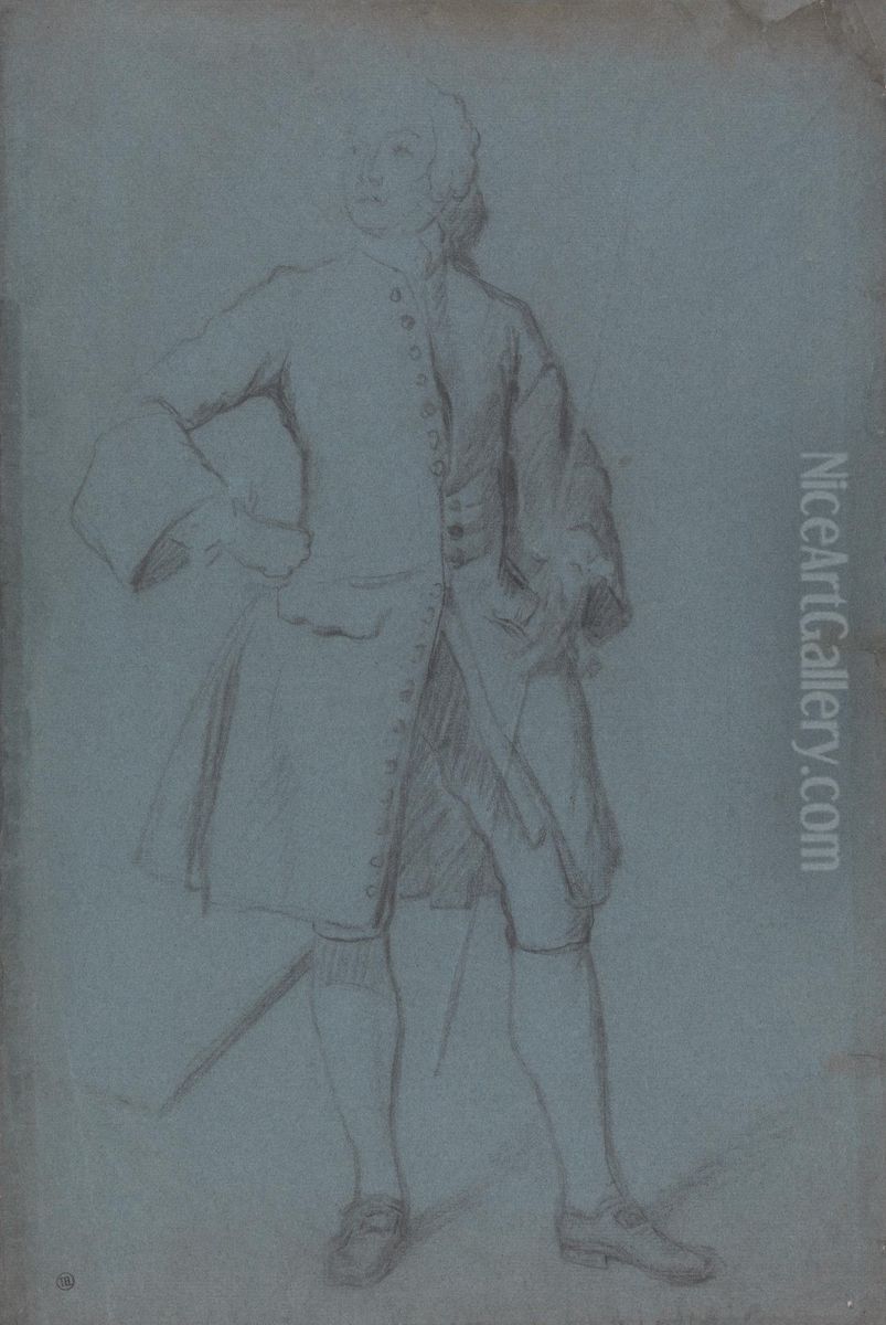 Man Standing Holding a Staff in His Left Hand, Full Length Oil Painting by Allan Ramsay