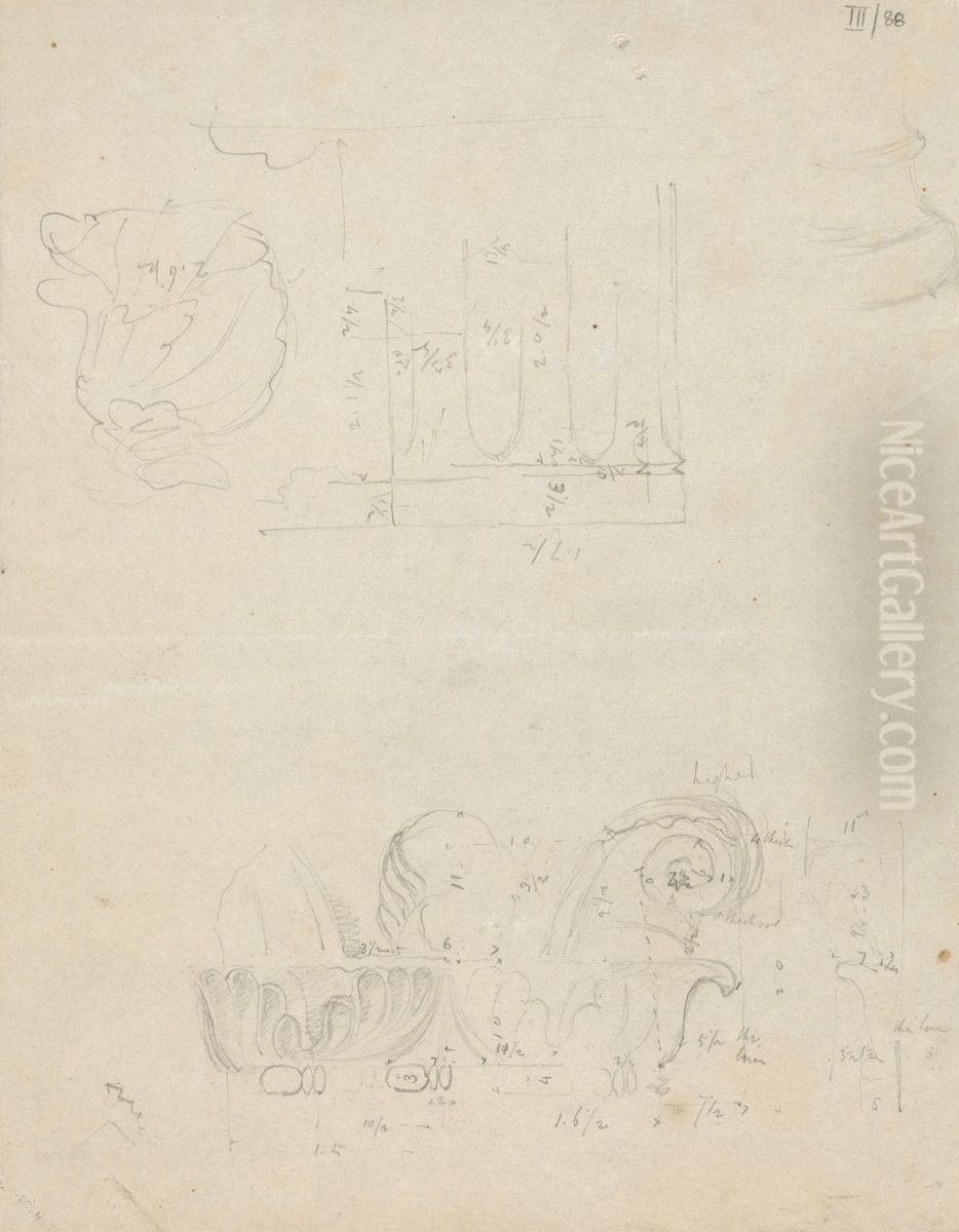 Studies of Pillars Oil Painting by Robert Smirke