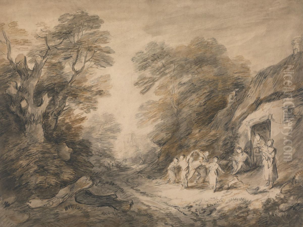 The Cottage Door Oil Painting by Thomas Barker