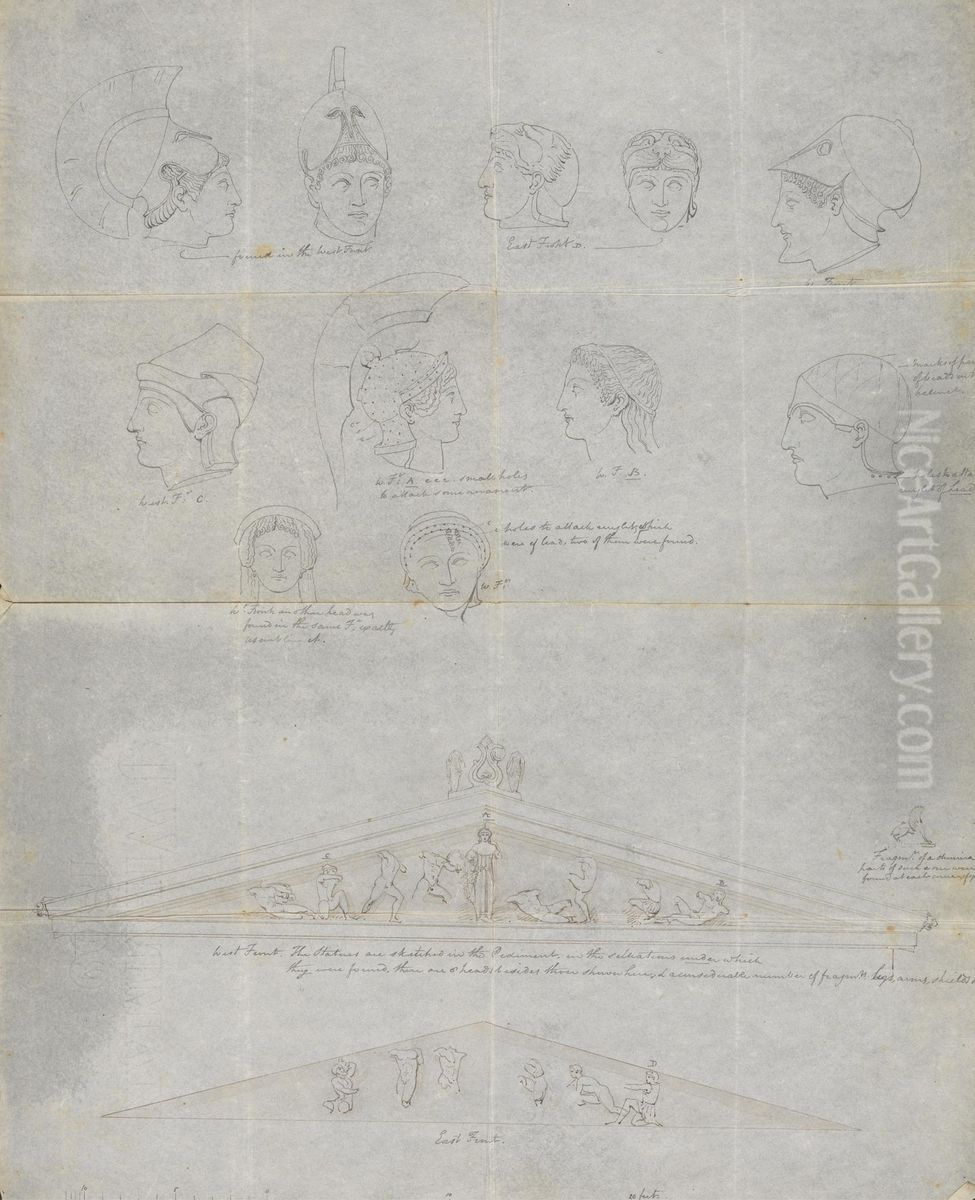 Study of Figures and Busts on the Pediments of Temples Oil Painting by Robert Smirke