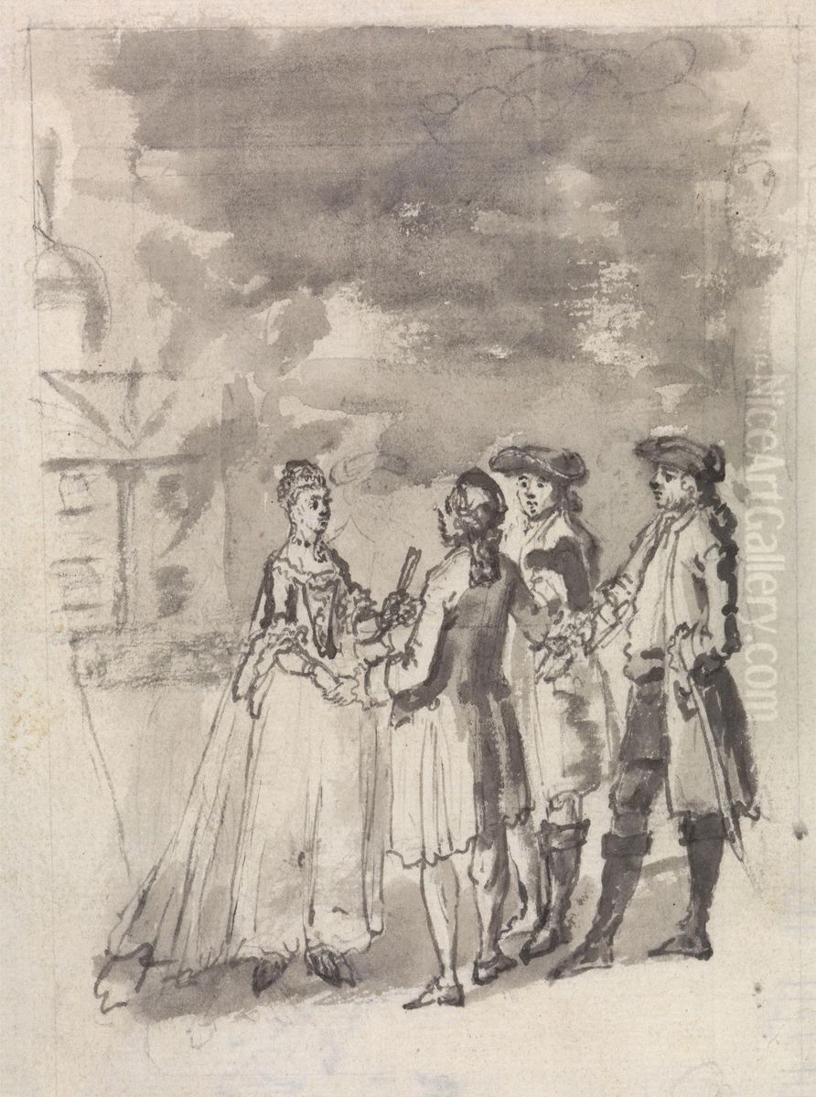 The Theatre-Goers Oil Painting by Samuel Wale