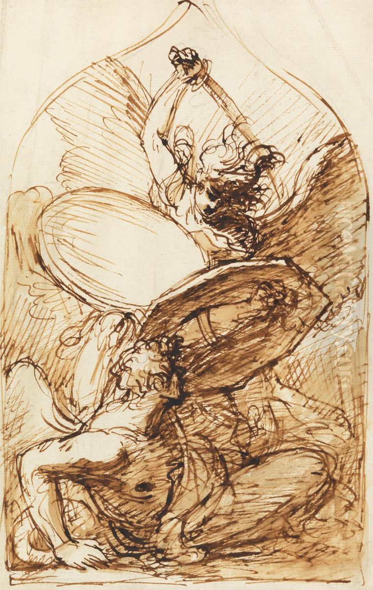 St. Michael and Lucifer Oil Painting by Benjamin West