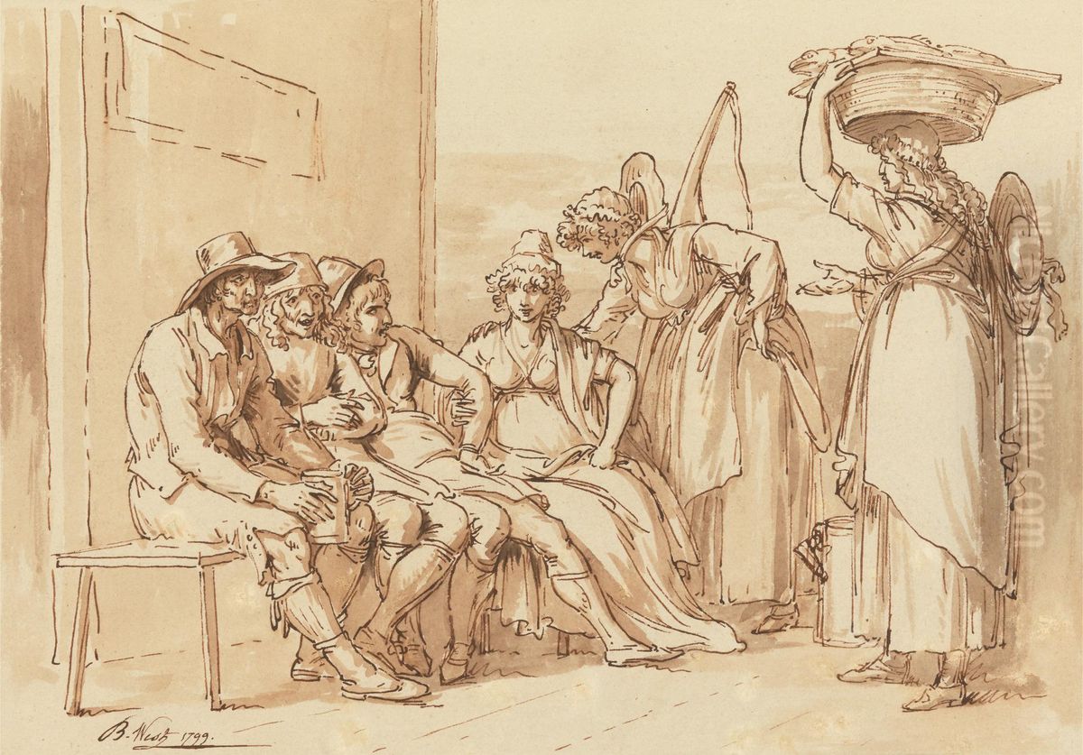 Characters in the Streets of London Oil Painting by Benjamin West