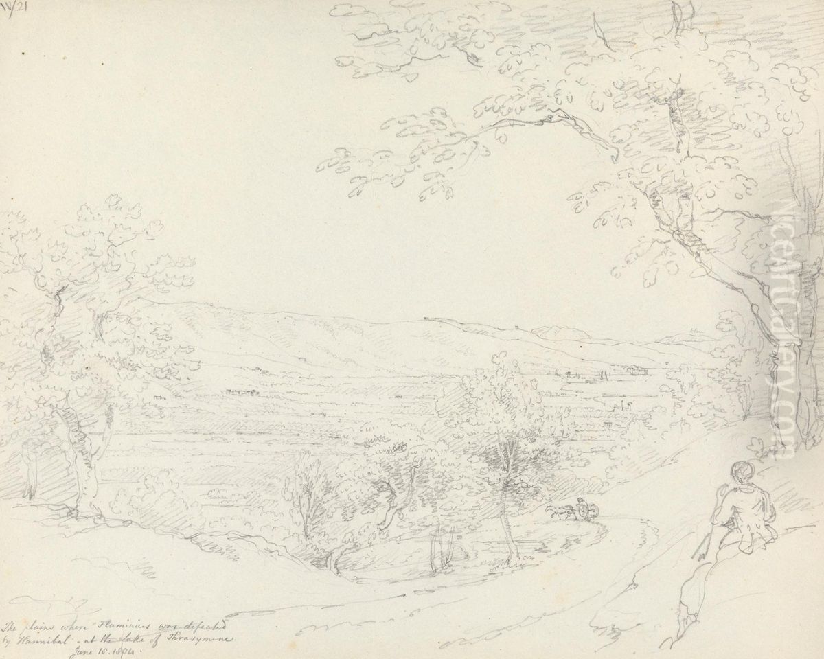 The Plains Where Flaminius Was Defeated by Hannibal, at the Lake of Thrasimene Oil Painting by Robert Smirke