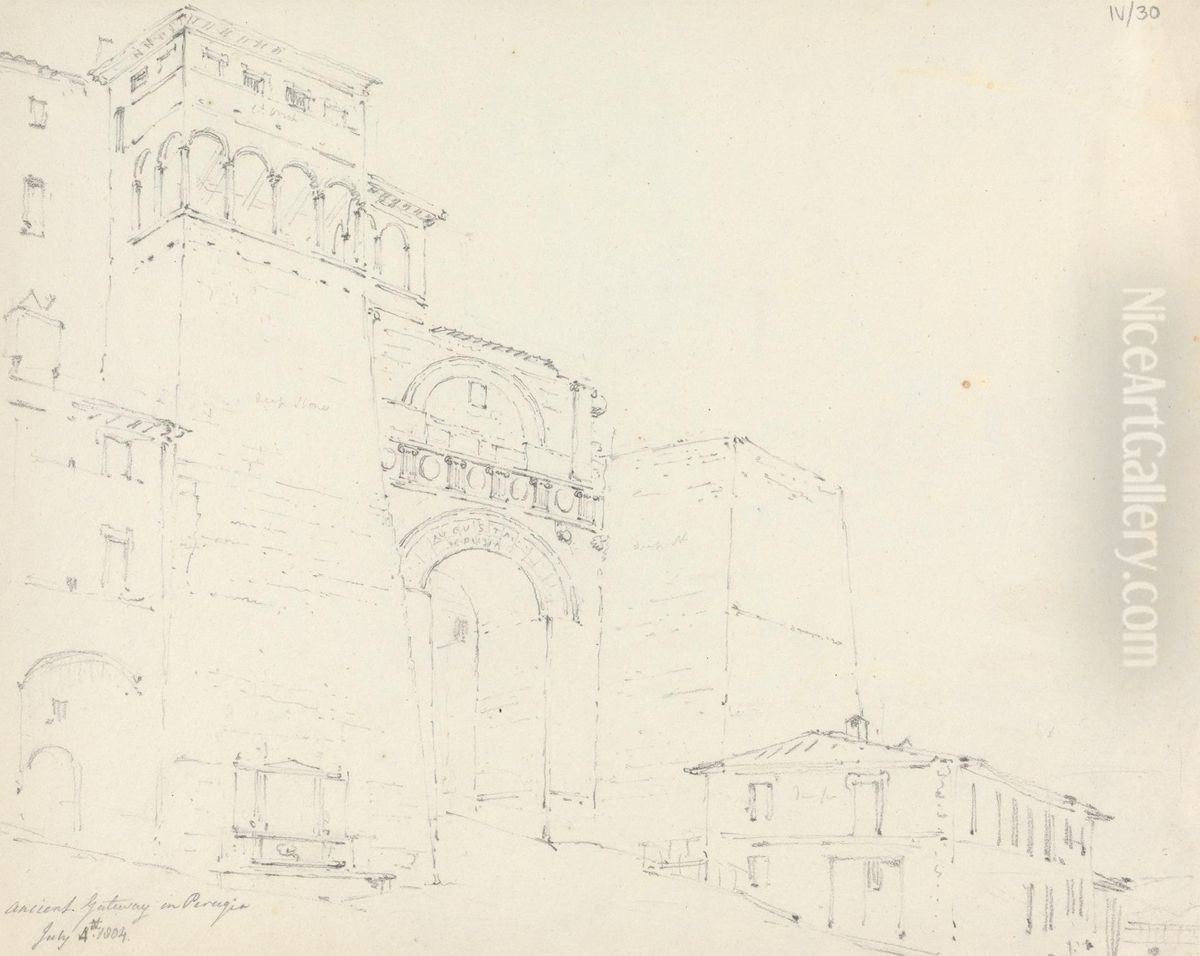 Ancient Gateway in Perugia Oil Painting by Robert Smirke