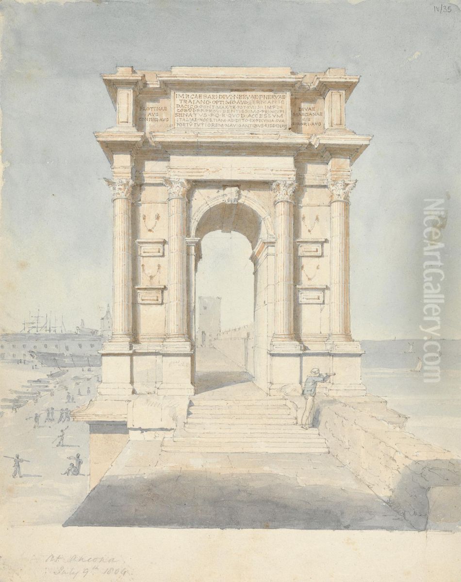 Arch of Trajan, Ancona, Italy Oil Painting by Robert Smirke