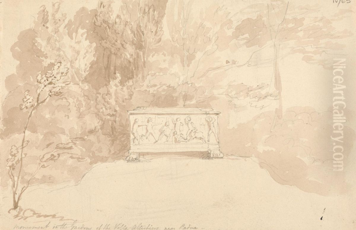Monument in the Garden of the Villa Altichiero Near Padua Oil Painting by Robert Smirke