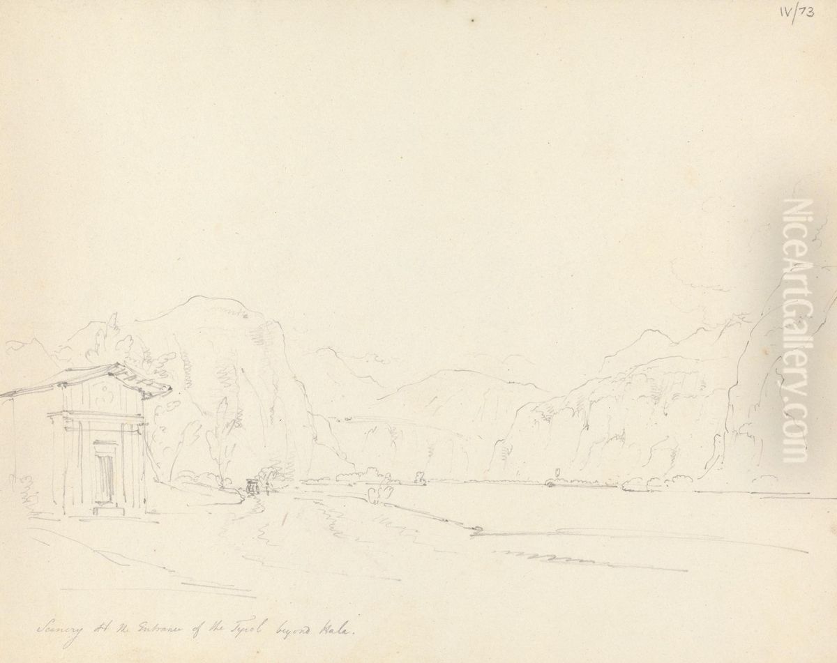 Scenery at the Entrance of the Tyrol Oil Painting by Robert Smirke