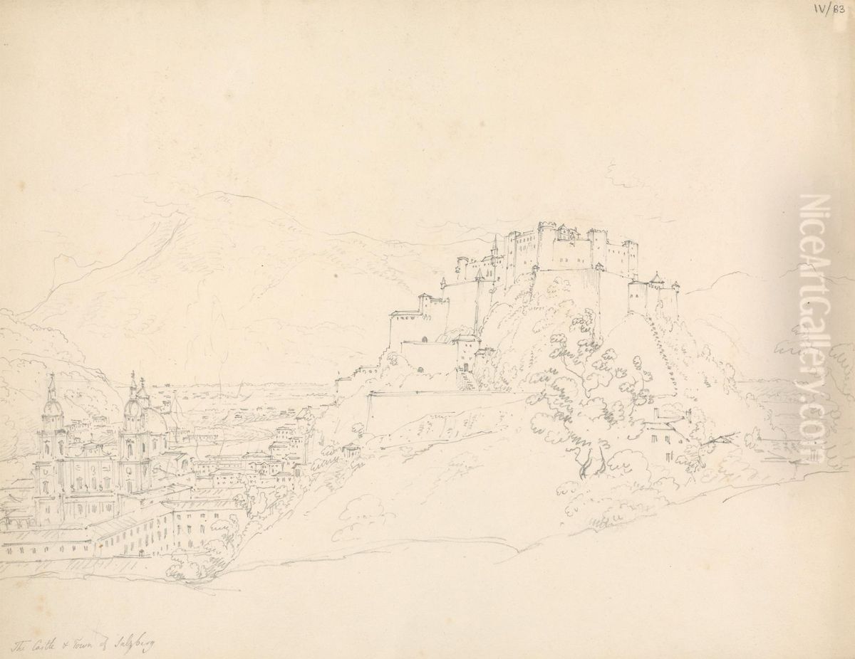 The Castle and Town of Salzburg Oil Painting by Robert Smirke