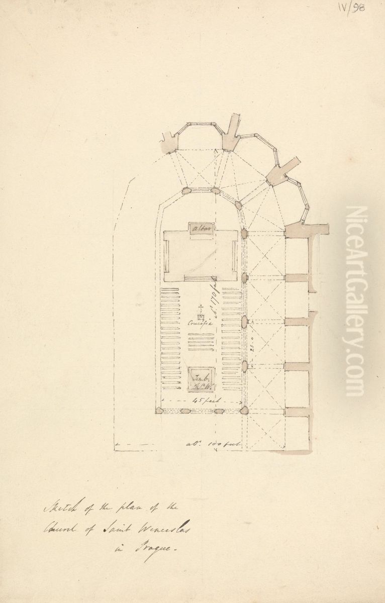 Sketch of the Plan of the Church of Saint Wenceslas in Prague Oil Painting by Robert Smirke