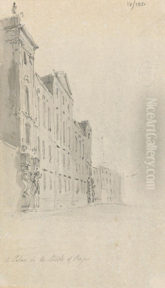 A Palace in the Streets of Prague Oil Painting by Robert Smirke