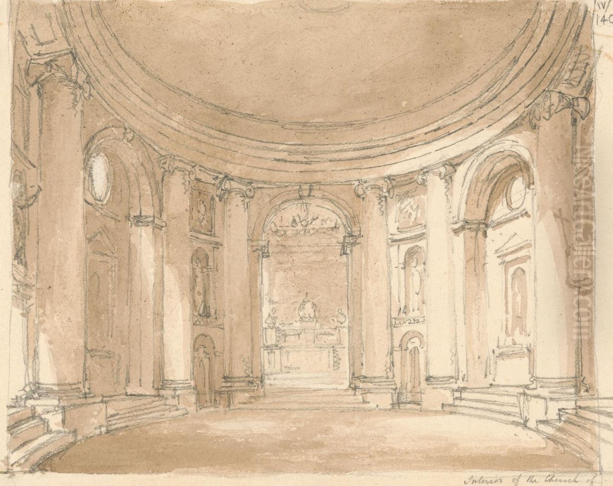 Interior of a Church Oil Painting by Robert Smirke