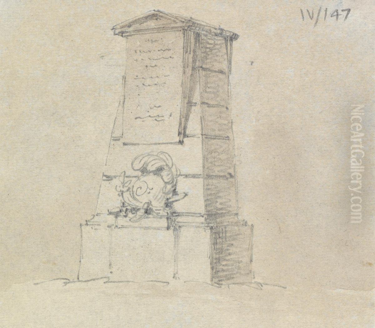 Study of a Gravstone With Plaque Oil Painting by Robert Smirke