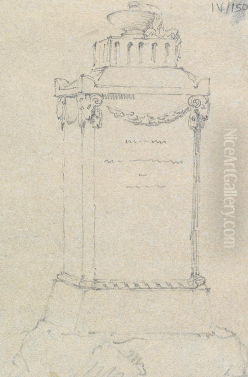 Study of a Tombstone Oil Painting by Robert Smirke