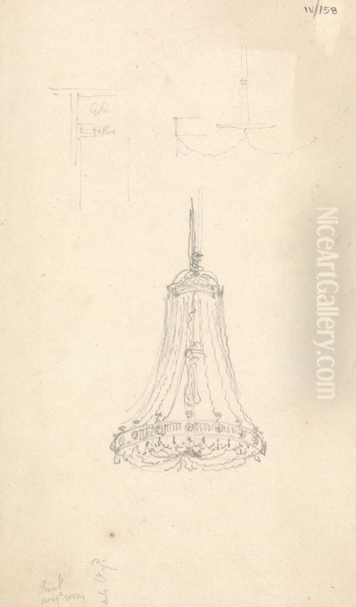 Study of a Chandelier Oil Painting by Robert Smirke