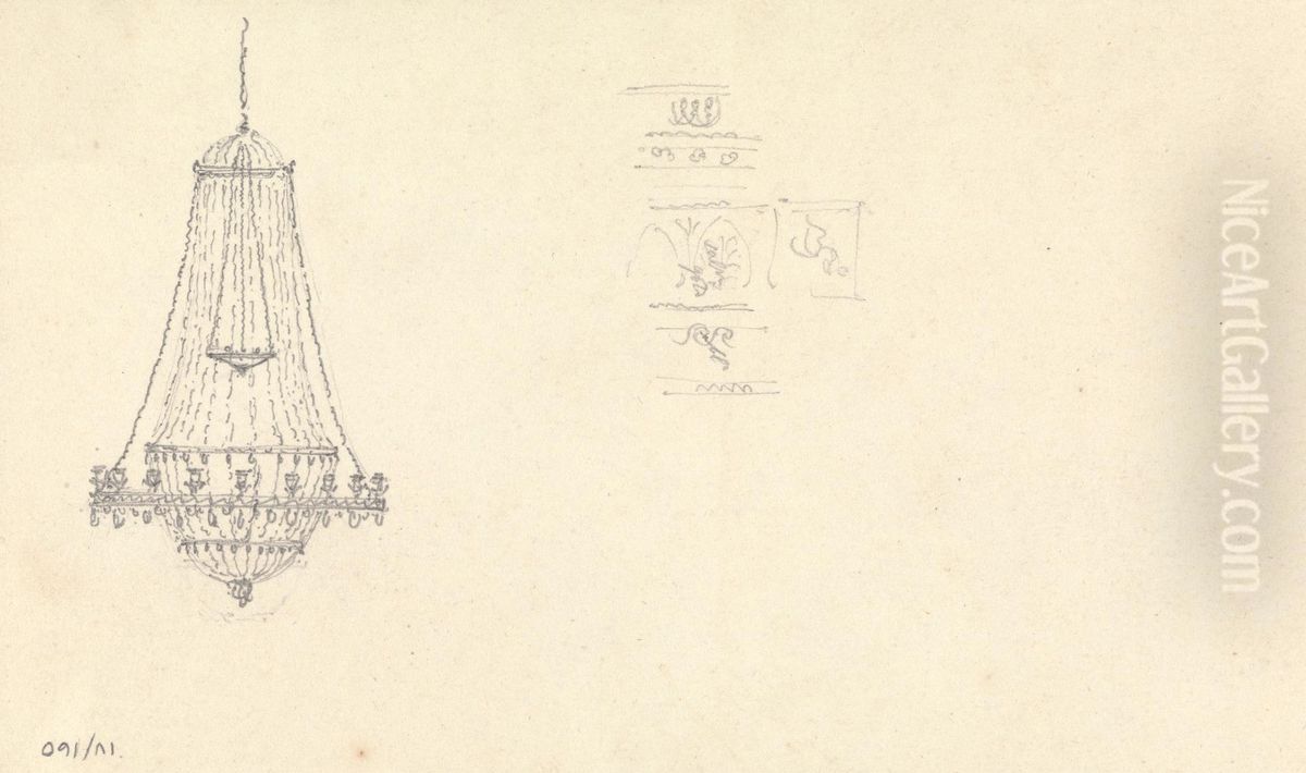 Study of a Chandelier Oil Painting by Robert Smirke