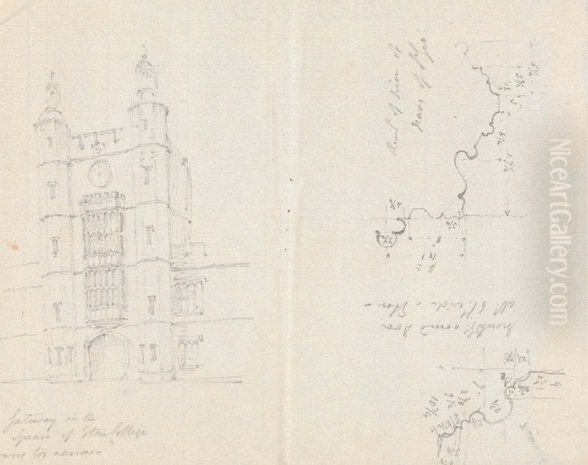 Sketches of St. George's Chapel and Square Oil Painting by Robert Smirke