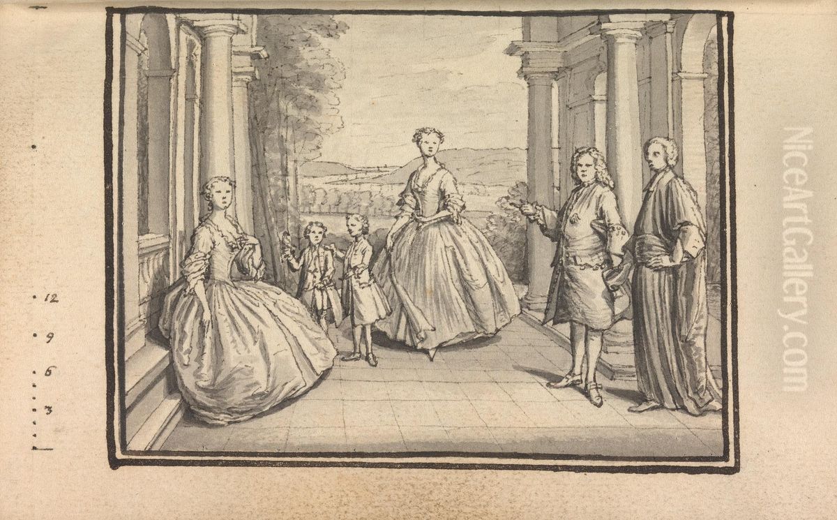 Francis Vernon and His Family Oil Painting by Thomas Bardwell