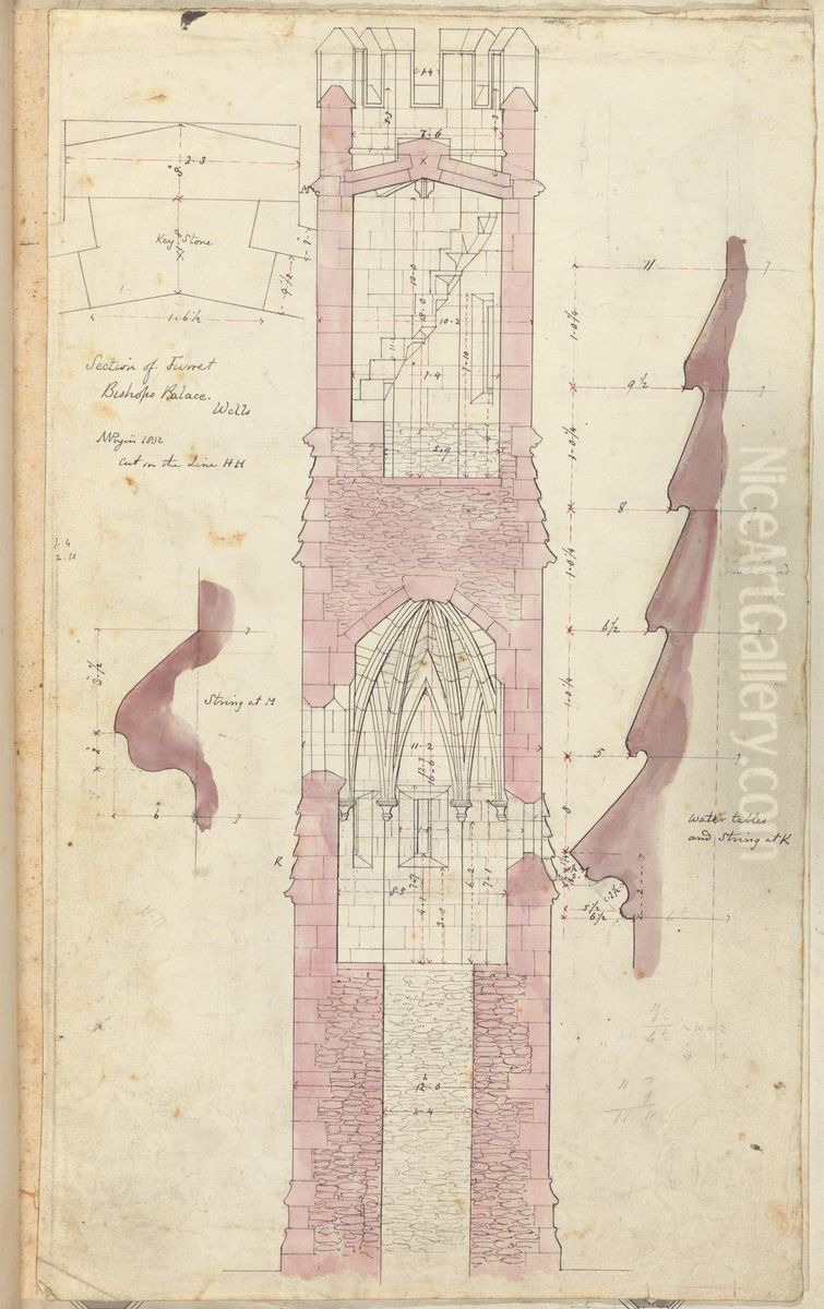 Section of Turret Oil Painting by Augustus Pugin