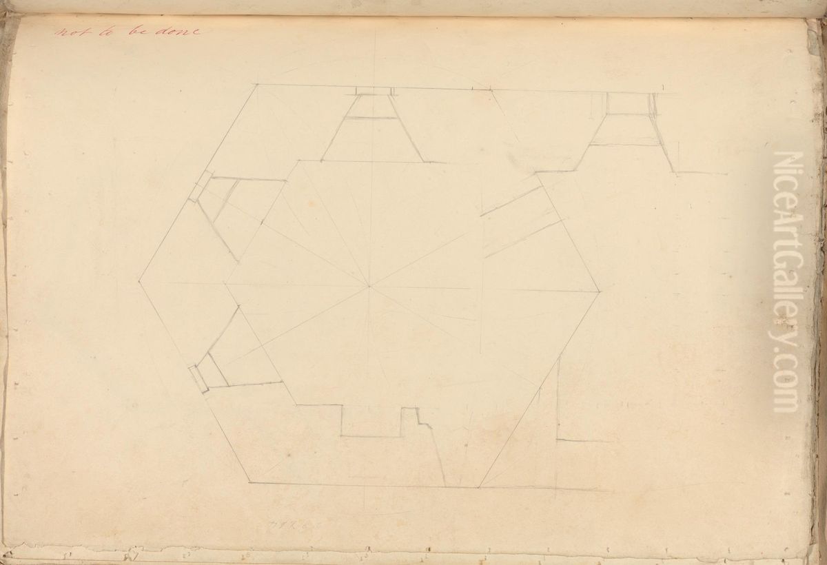 Preliminary Plan of Tower Oil Painting by Augustus Pugin