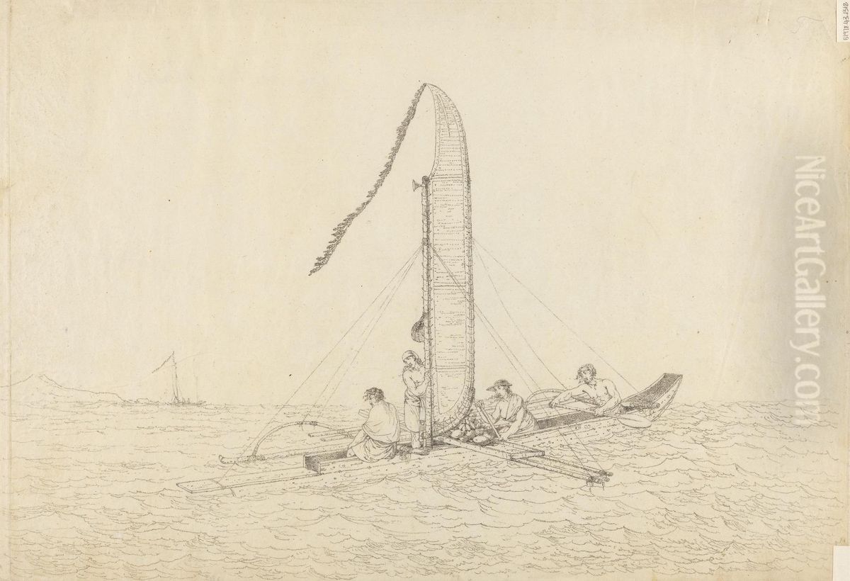 A Sailing Canoe of Otaheite Oil Painting by John Webber