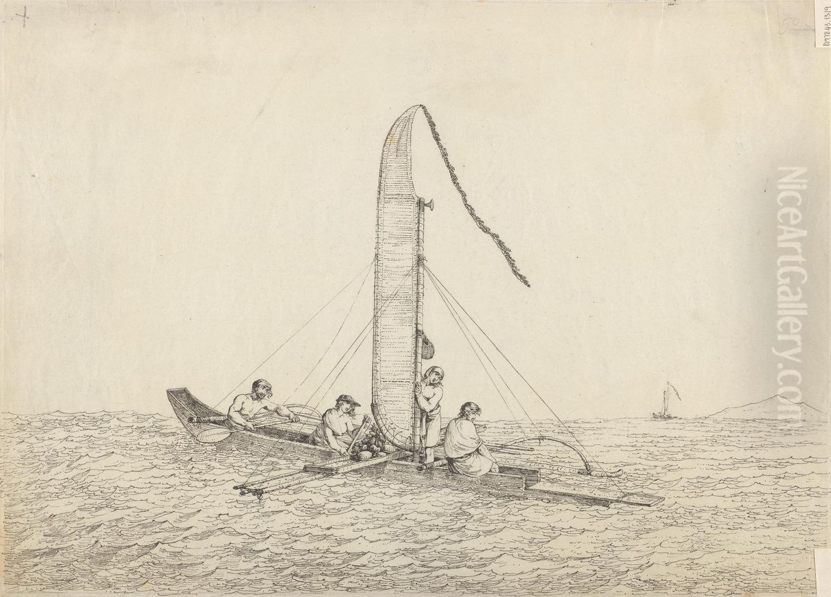 A Sailing Canoe of Otaheite Oil Painting by John Webber