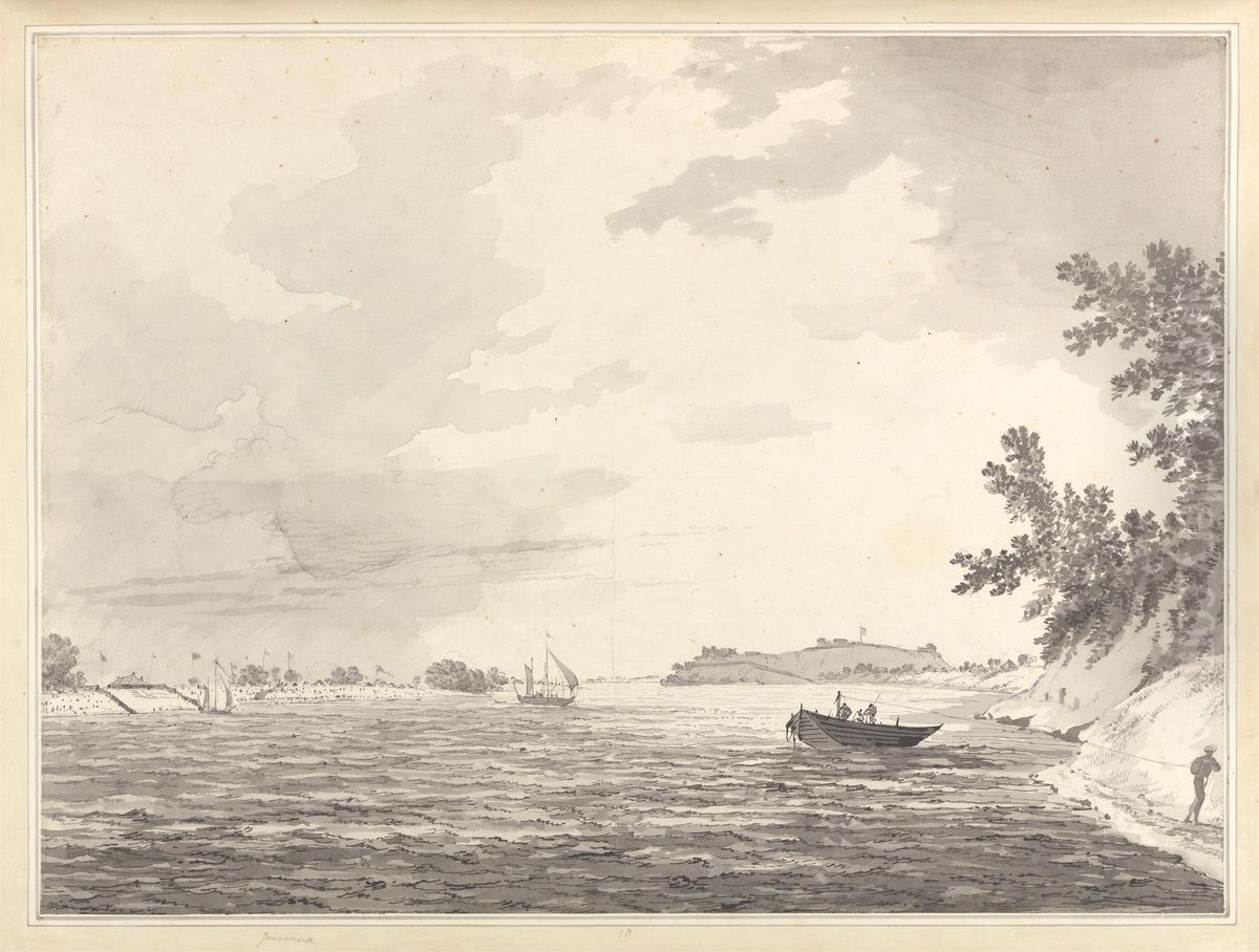 View of a Military Encampment with Chunargarh in the Distance Oil Painting by William Hodges