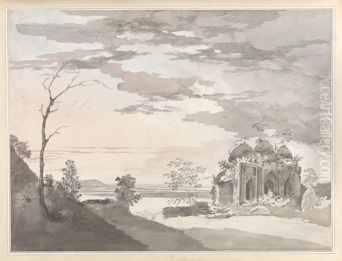 A Ruinous Building in the Pass of Tilliagurry [Teliagarhi] Oil Painting by William Hodges