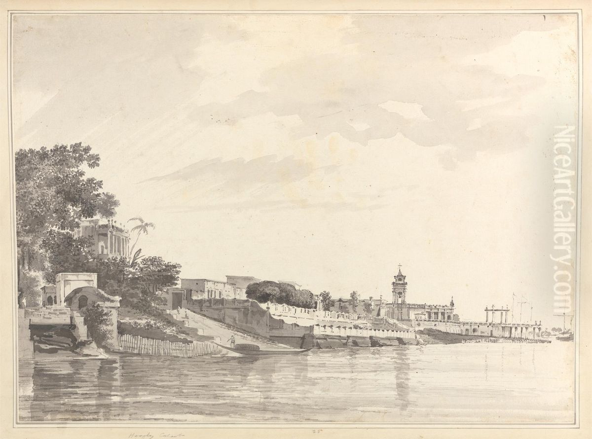 A View of Chinsura, the Dutch Settlement, in Bengal Oil Painting by William Hodges