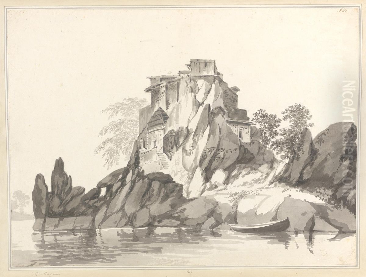View of the Island of Jangerah in the Ganges opposite Sultanganj Oil Painting by William Hodges