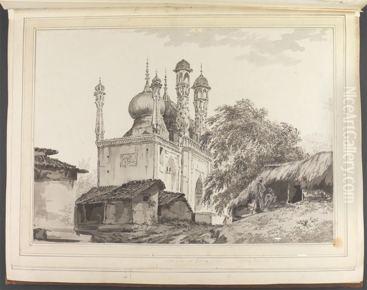A Mosque at Gazipoor( Oil Painting by William Hodges
