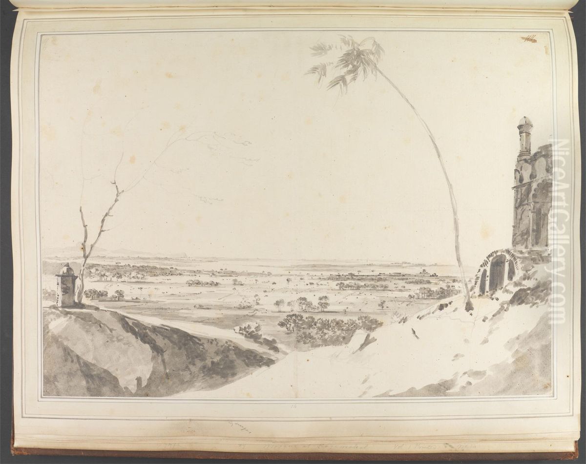 Tomb and Distant View of the Rajmahal Hills Oil Painting by William Hodges