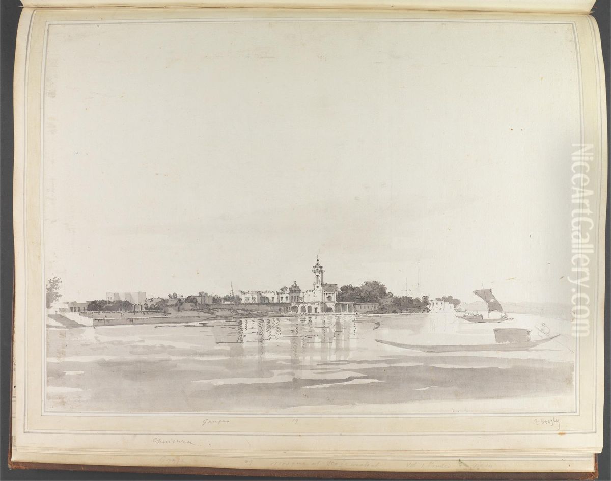 View of Chinsura from the River Oil Painting by William Hodges