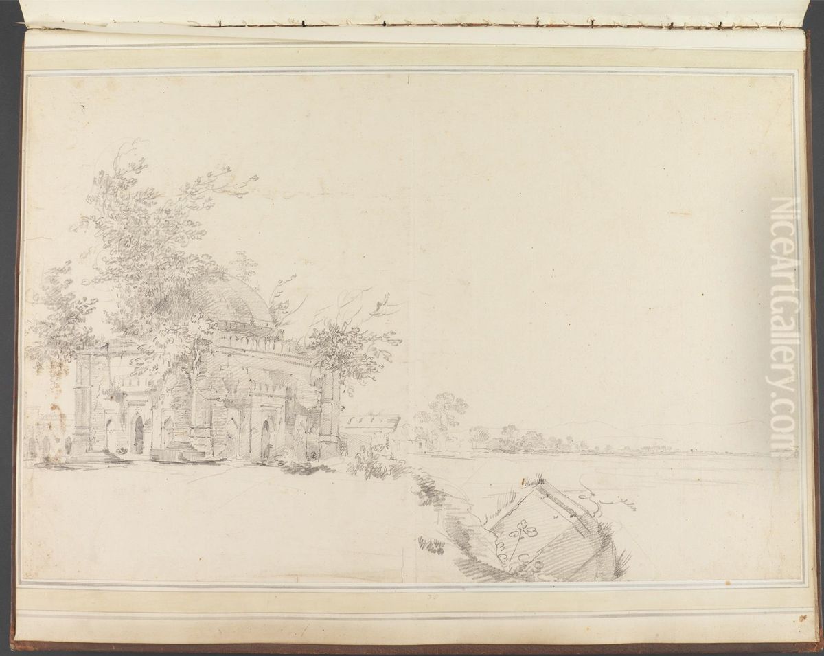 View of a Mausoleum at Rajmahal Oil Painting by William Hodges