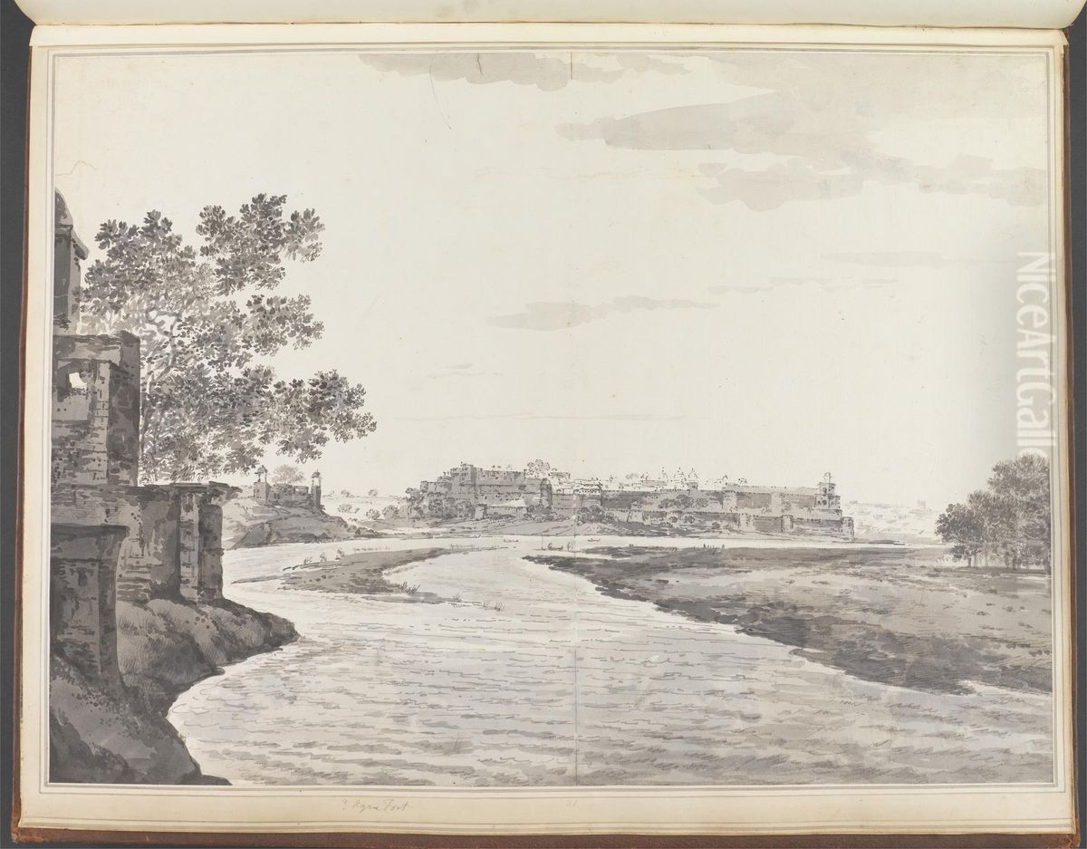 View of the Fort of Agra from the Southeast Oil Painting by William Hodges