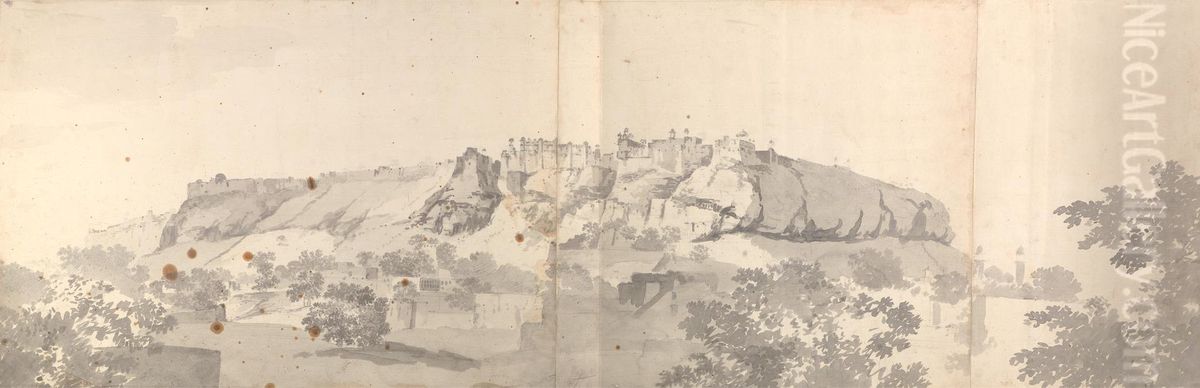A View of the Fort of Gwalior from the Northwest Oil Painting by William Hodges
