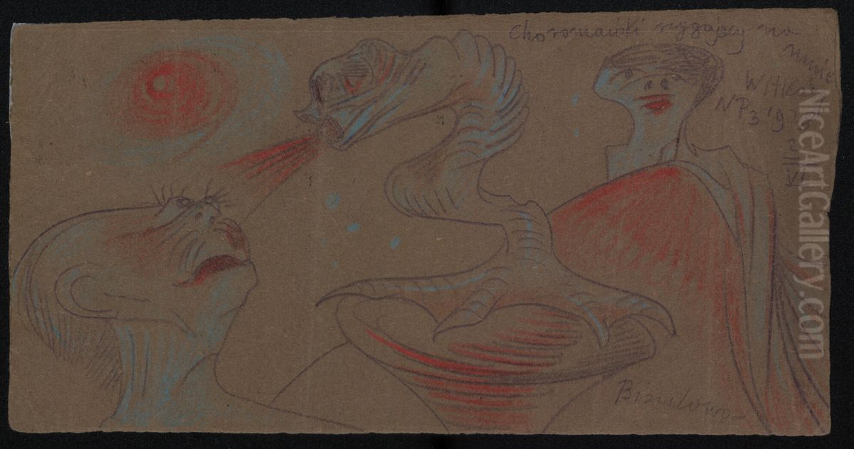 Choromanski rzygajacy na mnie Oil Painting by Stanislaw Ignacy Witkiewicz (Witkacy)