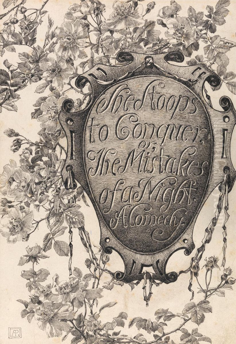 Title page from She Stoops to Conquer Oil Painting by Alfred Parsons