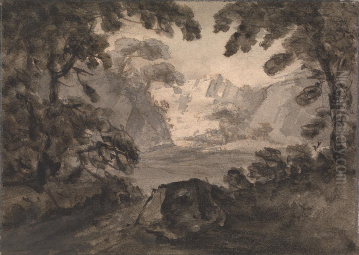 View Through the Trees Oil Painting by William Gilpin