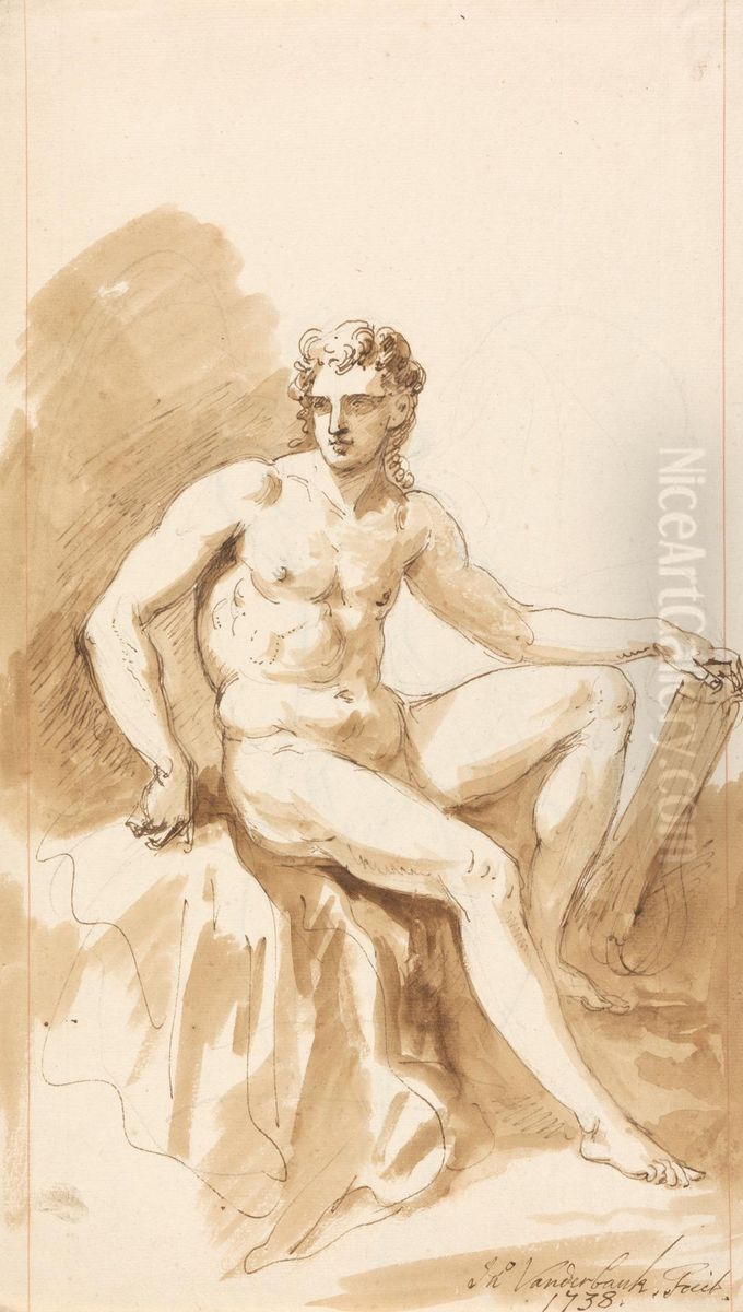 Seated Male Nude Oil Painting by John Vanderbank