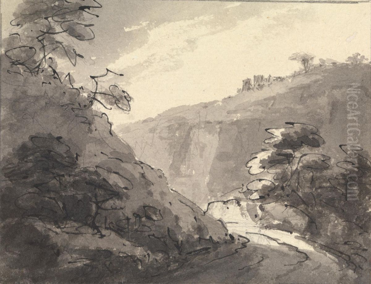 Landscape with Road in Foreground Oil Painting by William Gilpin