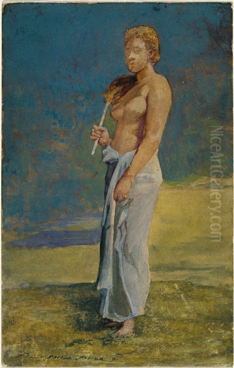 Samoan Lady Oil Painting by John La Farge