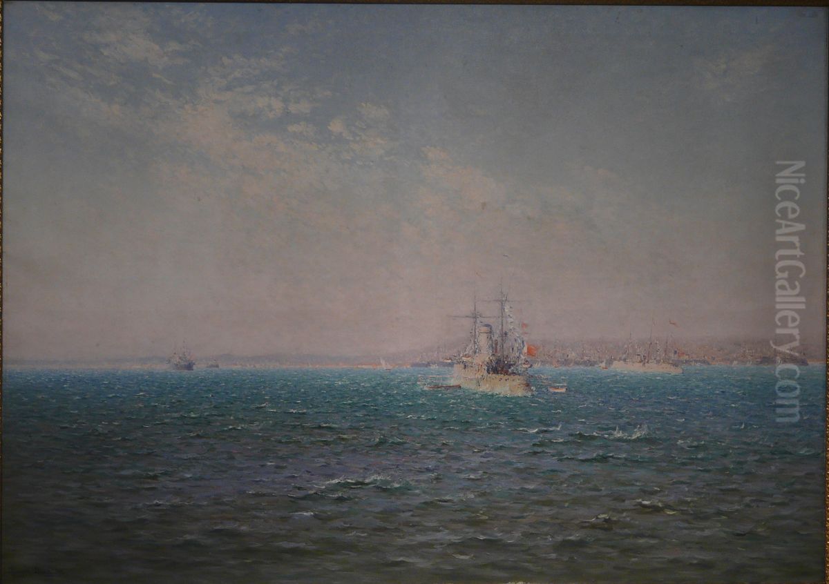 Escade en rade de Toulon - Effet de Mistral Oil Painting by Francois Nardi