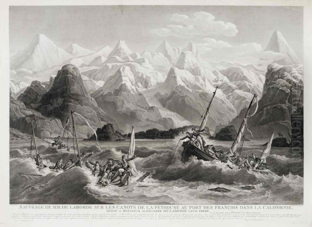 Naufrage de MM.de Laborde sur les canots de La Peyrouse au Port des Francois dans la Californie Oil Painting by Louis-Philippe Crepin