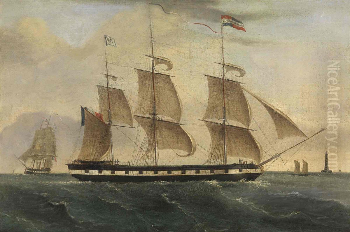 Le trois-mats Ville de Bordeaux Oil Painting by Louis Burgade